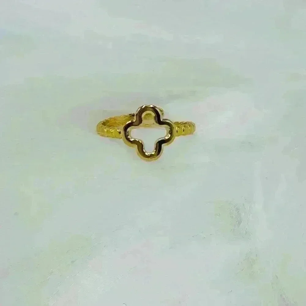Stainless Steel Simple Women's Clover Ring